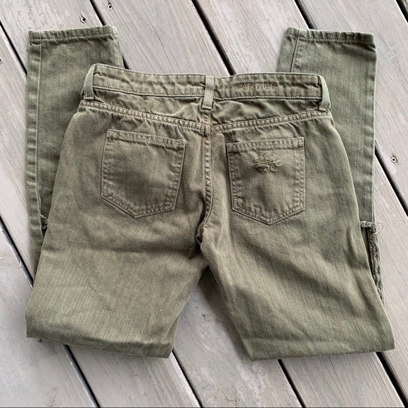 NWOT Carmar Distressed Army Green Jean - Picture 3 of 8